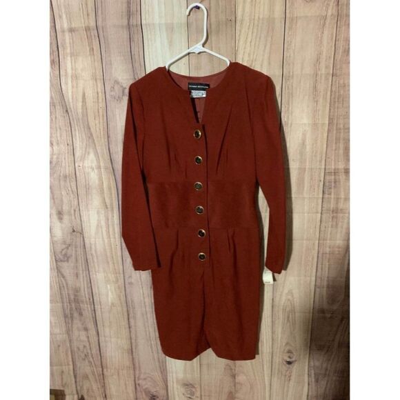 NWT Donna Morgan Brick Red Button Down Dress Sz. 4 - Picture 2 of 9